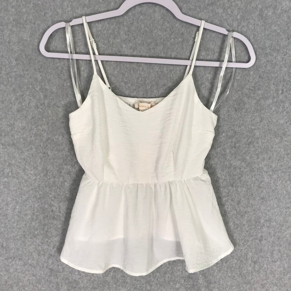 Monteau Tank Top Womens Small White Ruffle Coastal Cowgirl Boho Fairy Festival
